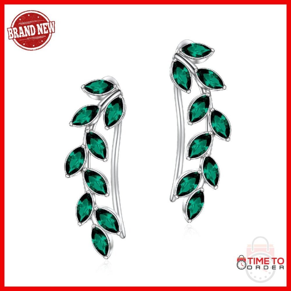 Sterling Silver Ear Climbers with Austrian Crystals, Hypoallergenic